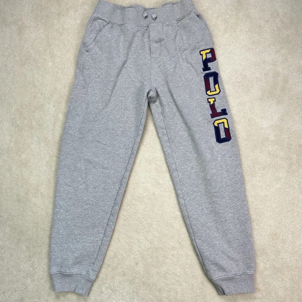 Polo Ralph Lauren Joggers Youth Large Sweatpants  Gray Fleece Embroidered Logo